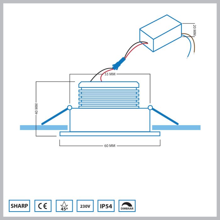 Sharp LED Einbaustrahler Granada | Warm Weiß | 4 Watt | Dimmbar | Kippbar - Eden Shop - Haus, Garten und Zubehör